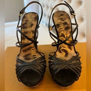 Size 10 Sam Edelman heeled sandals. Gold detailing, minimal wear.